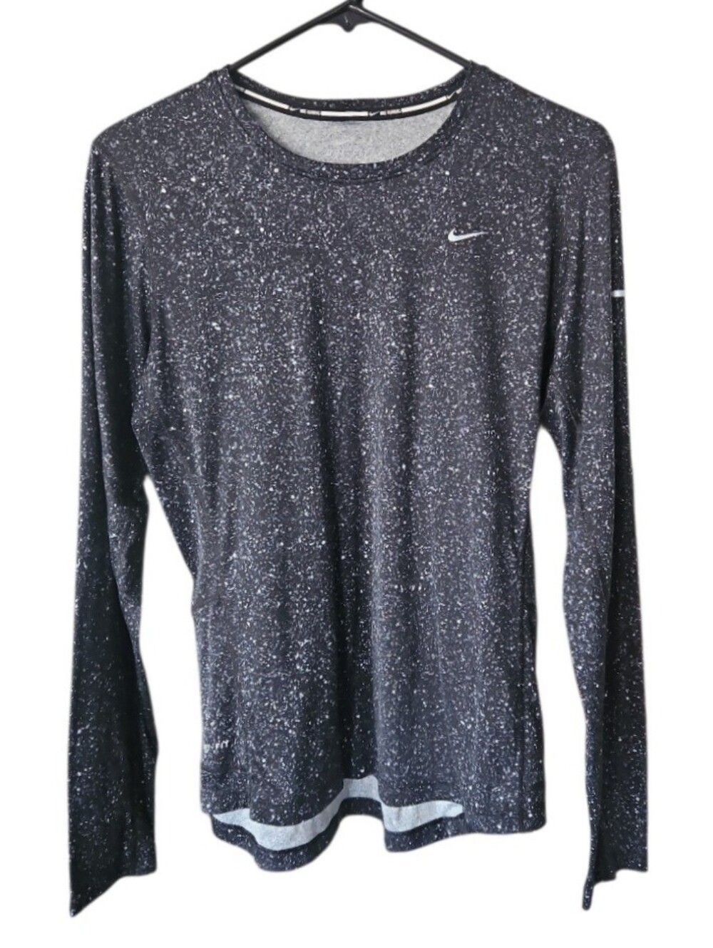 Nike Miler Women's Black Speckle Long-Sleeve Performance Top Size Large